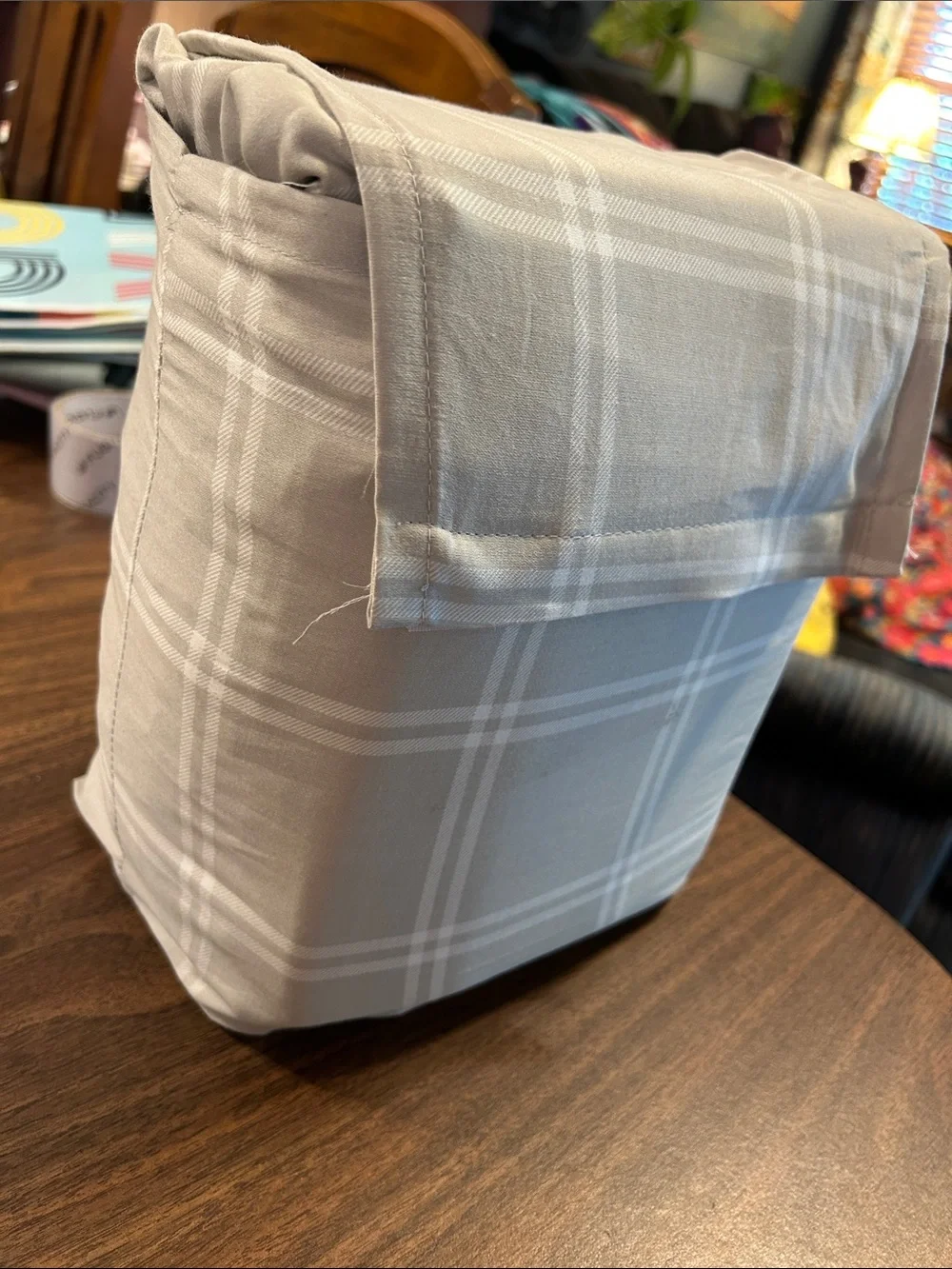 Threshold Light Gray Plaid Queen Sheet Set